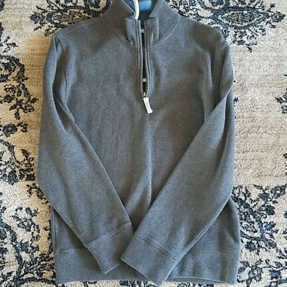 LANDS END Grey pullover sweater with 3/4 zipper